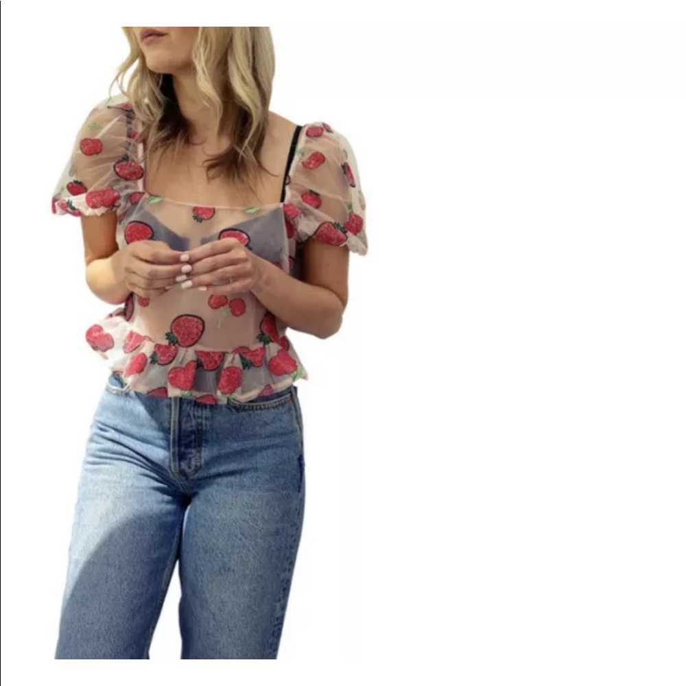 Top Shop sheer tie back sequin top Sz 2 new